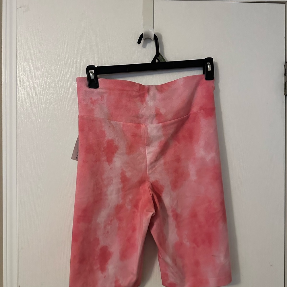 Terra & Sky Pink Tie-Dye High-Rise Bike Shorts 24w-26w